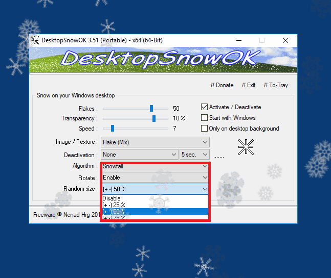 DesktopSnowOK 6.24 download the last version for windows