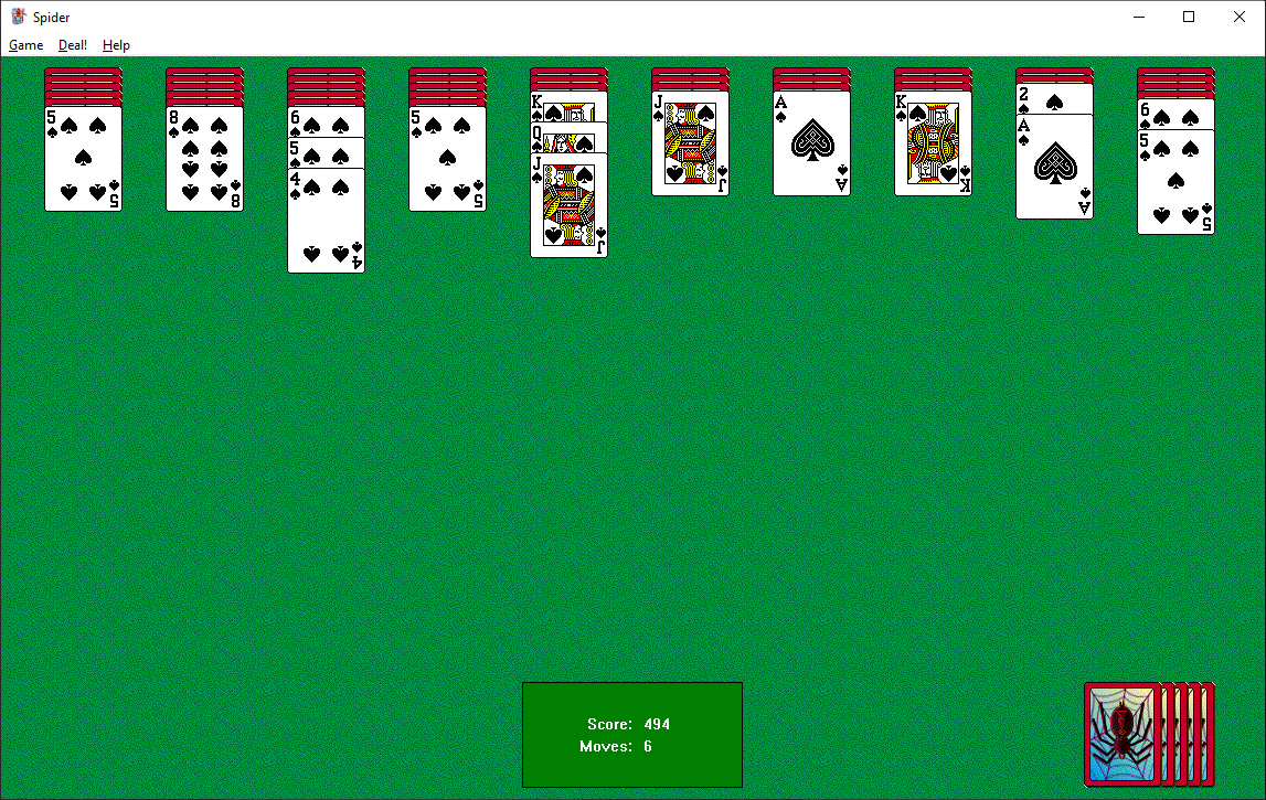 windows xp spider solitaire for windows 10