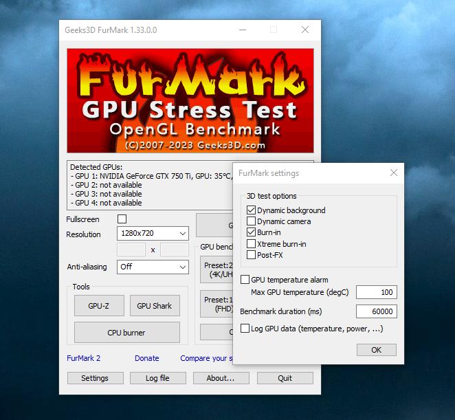 download the new version Geeks3D FurMark 1.37.2